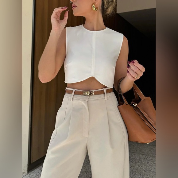 Commense Pleated Cropped Pants - Picture 2 of 5